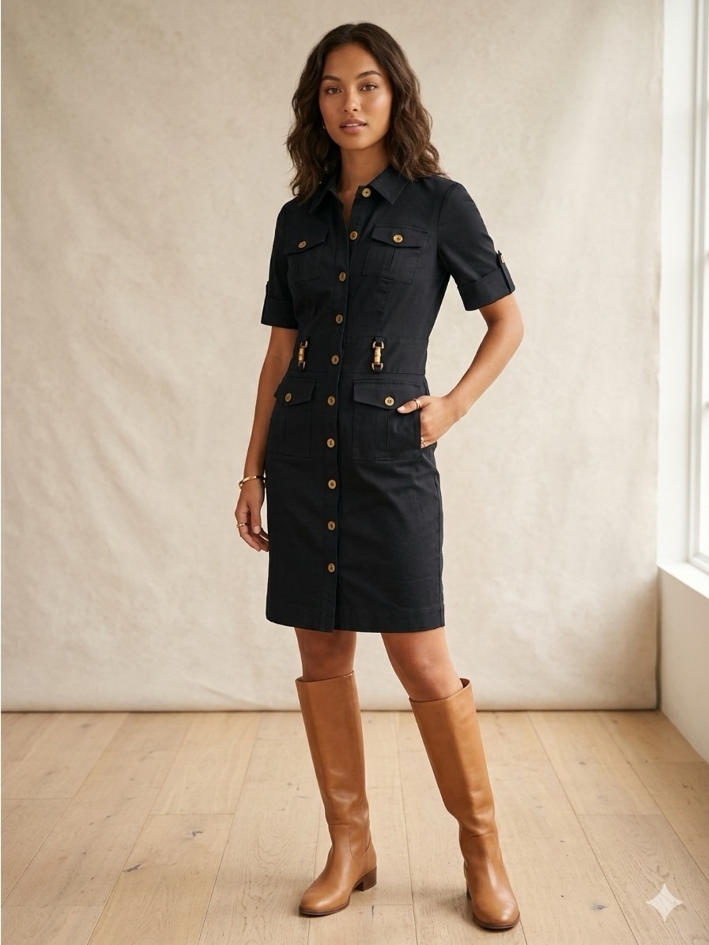 Jones New York Signature Black Utility Dress Size 4